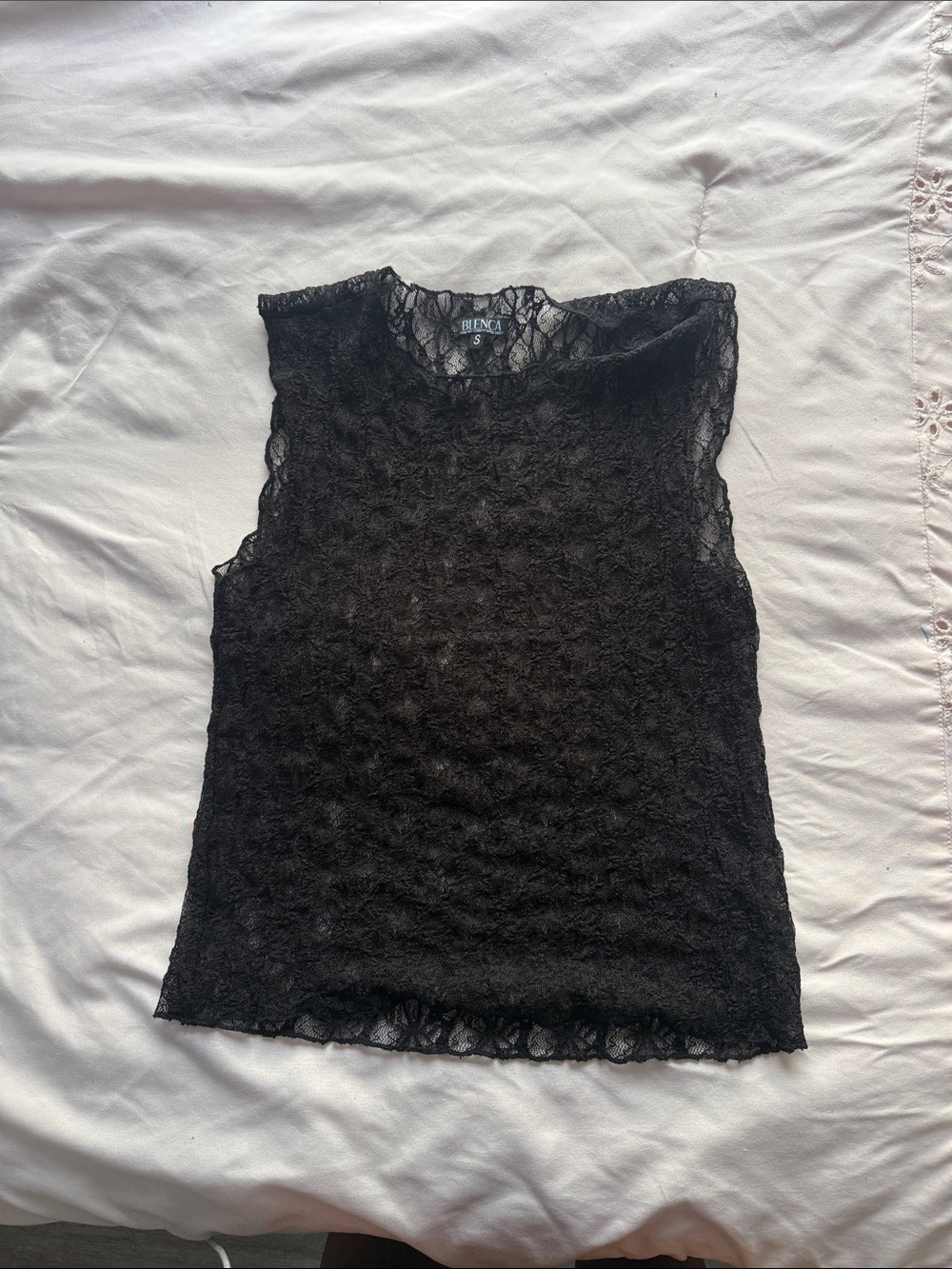 Bebe Black Lace Sleeveless Tee
